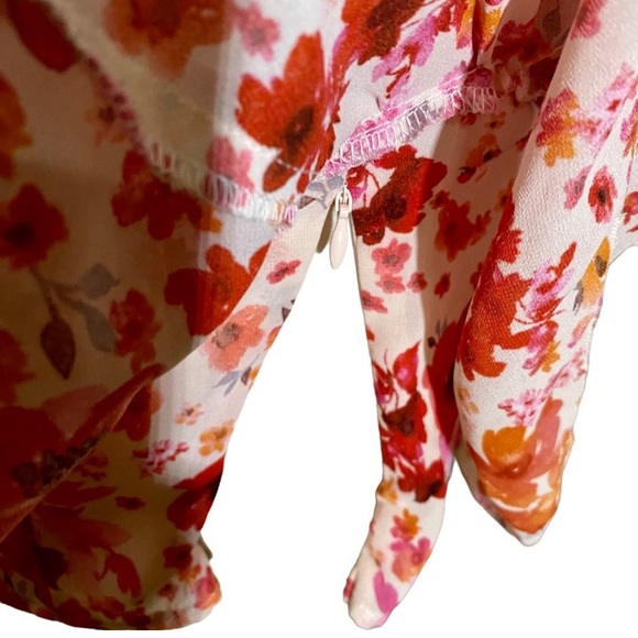 Floral Print One Shoulder Ruffle Trim Crop Top - Picture 5 of 10